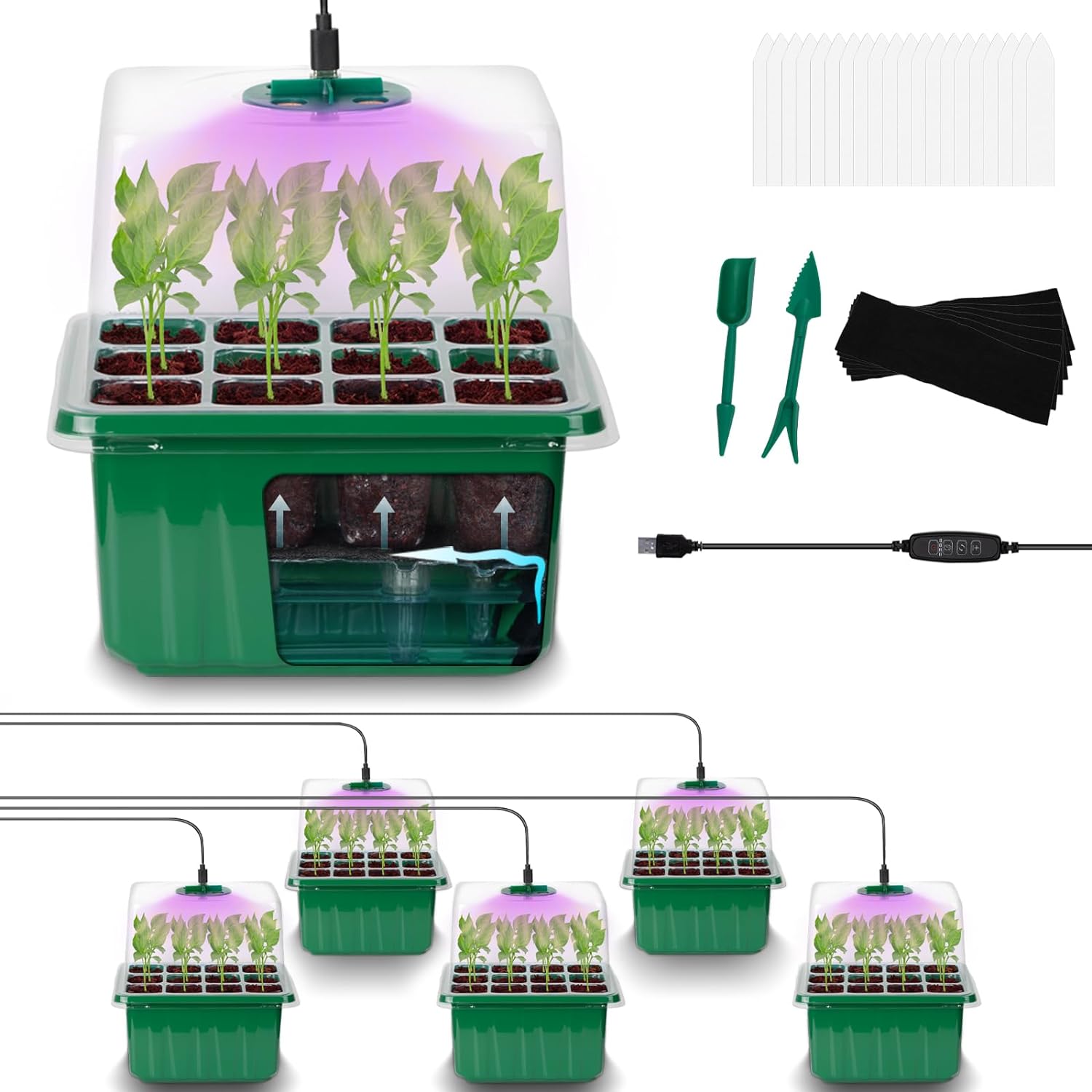 Humidity Dome Kit - Zestaw 6 plastikowych, wielokrotnego użytku tacek